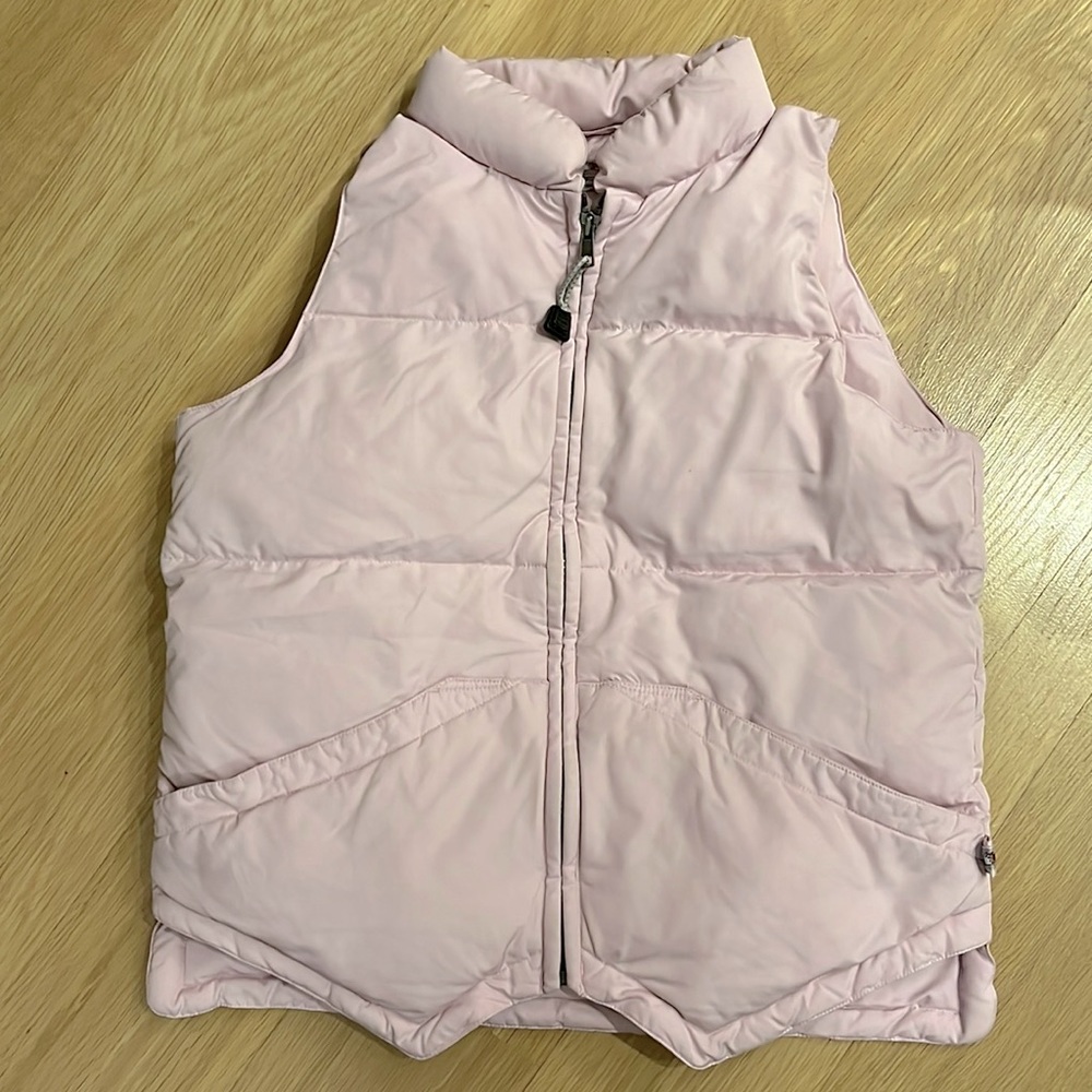 Girls One Kid down vest in dusty pink, Size 6x